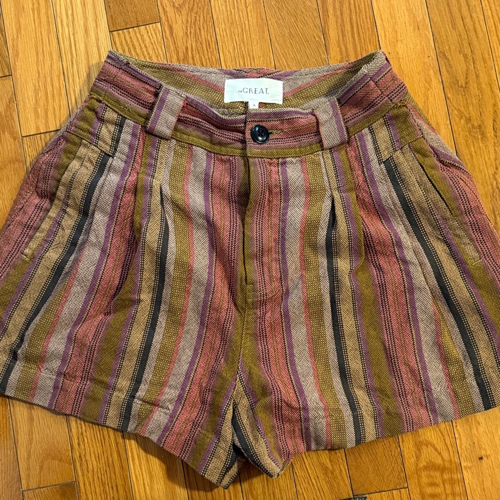THE GREAT. Multicolor Striped Women's Shorts